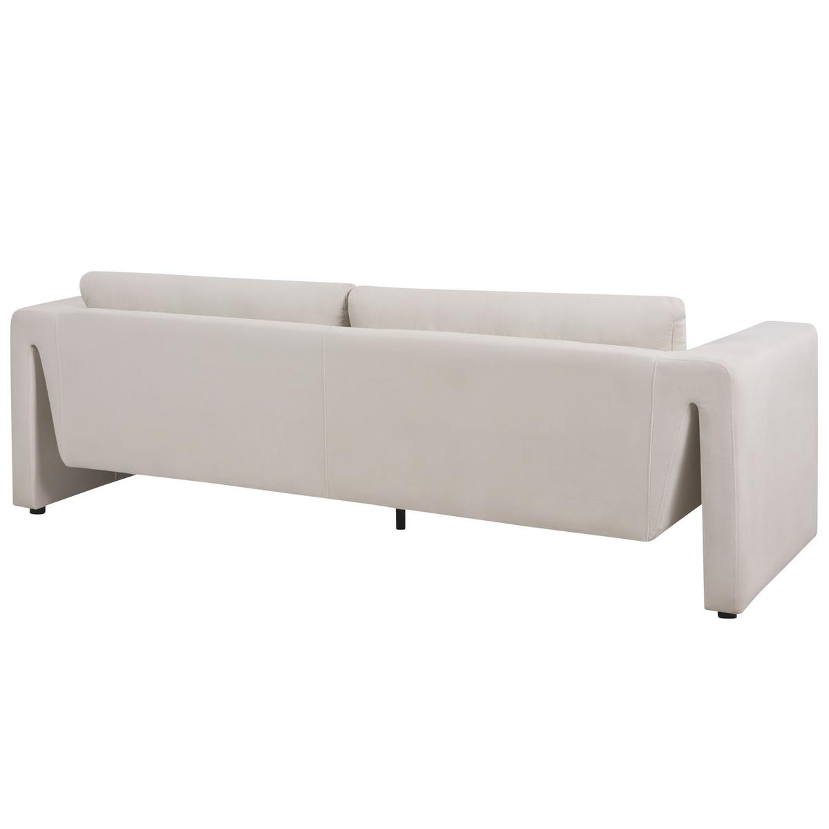 3-SITZER-SOFA Samtstoff hellbeige Maunu - Beige/Schwarz, Textil (237/76/83cm) - Beliani