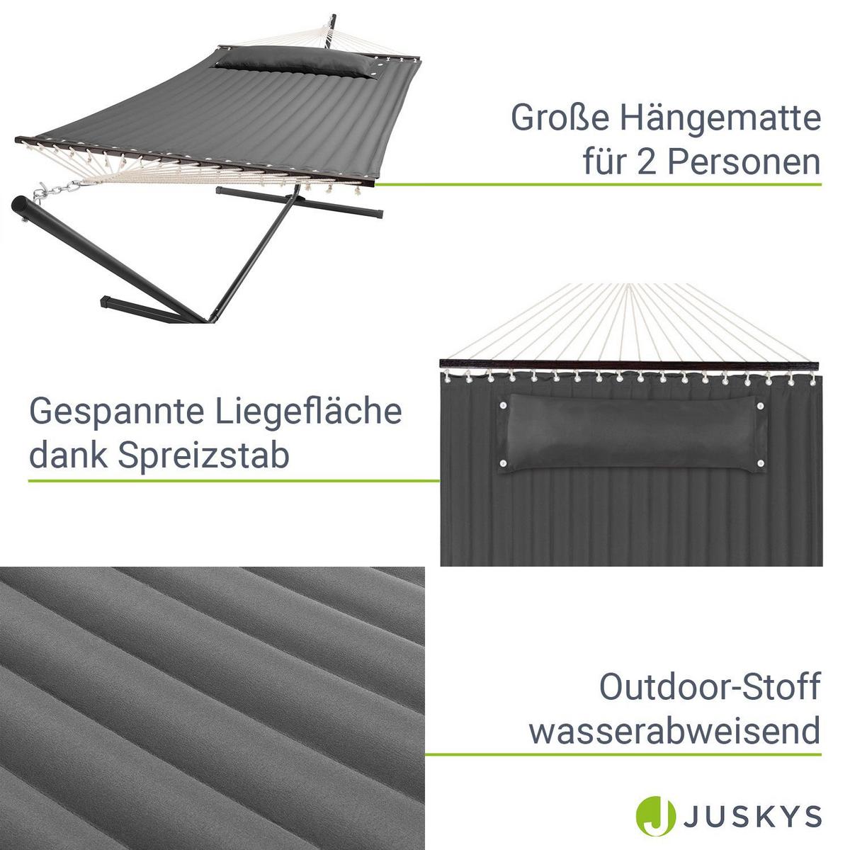 HÄNGEMATTE Cata anthrazit 360x120x115 cm inkl. Kissen - Anthrazit, Textil/Metall (140/115/360cm) - Juskys