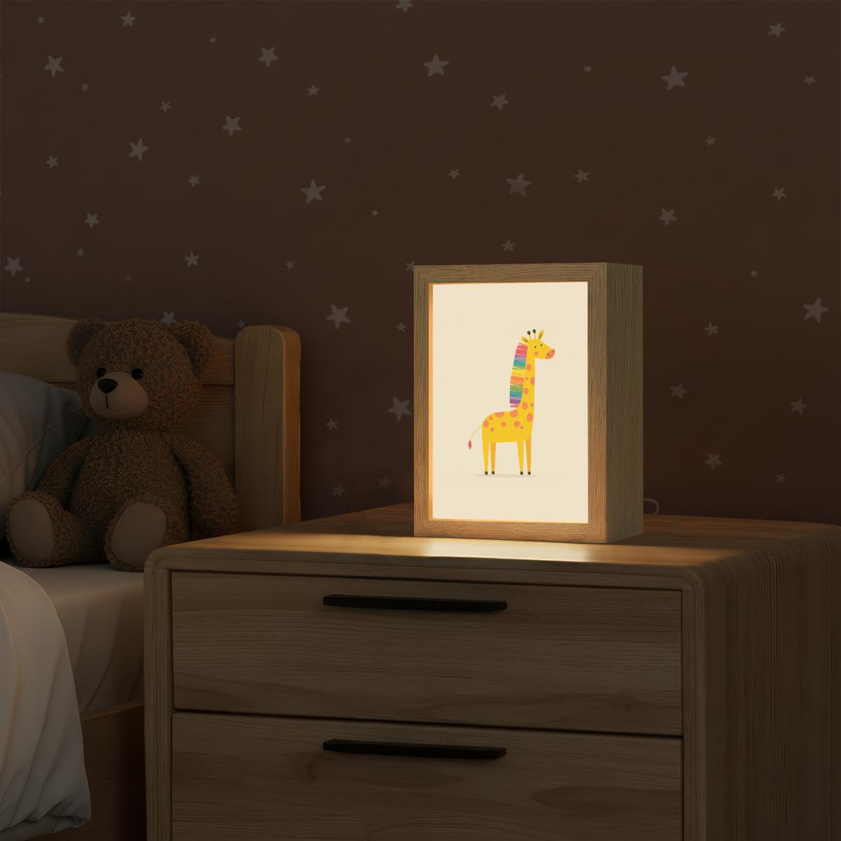 WANDLEUCHTE Giraffe - Regenbogenmähne - Beige 15x20 cm - Beige, Holzwerkstoff (15/20/8cm) - OnlyWow