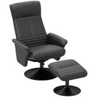 RELAXSESSEL mit Hocker Drehbarer Fernsehsessel mit Liegefunktion Mikrofasertuch - Schwarz, Textil/Metall (71/104/69cm) - HOMCOM