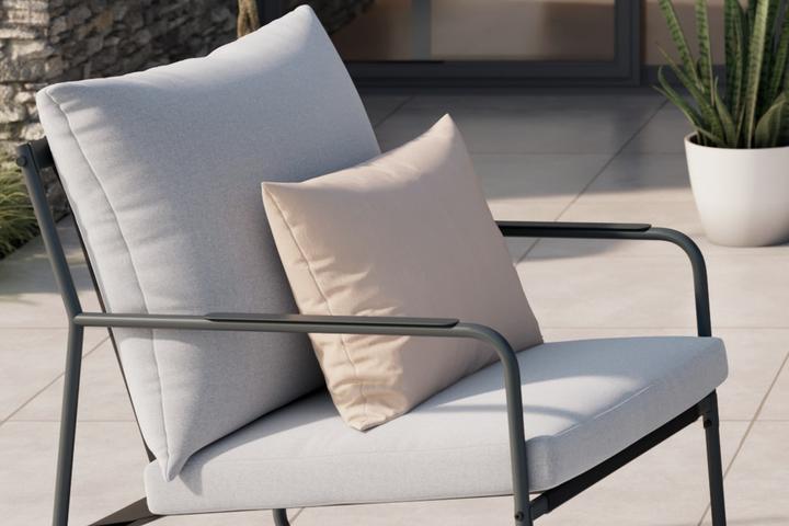 Gartenset Hellgrau Rückenkissen und Sitzkissen Bezug Webstoff beschichtet imprägniert