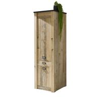 HOCHSCHRANK Used Wood hell, anthrazit 62 cm, Küchenschrank mit Soft-Close - Anthrazit/Schwarz, Holzwerkstoff/Metall (62/201/64cm) - Furn.Design