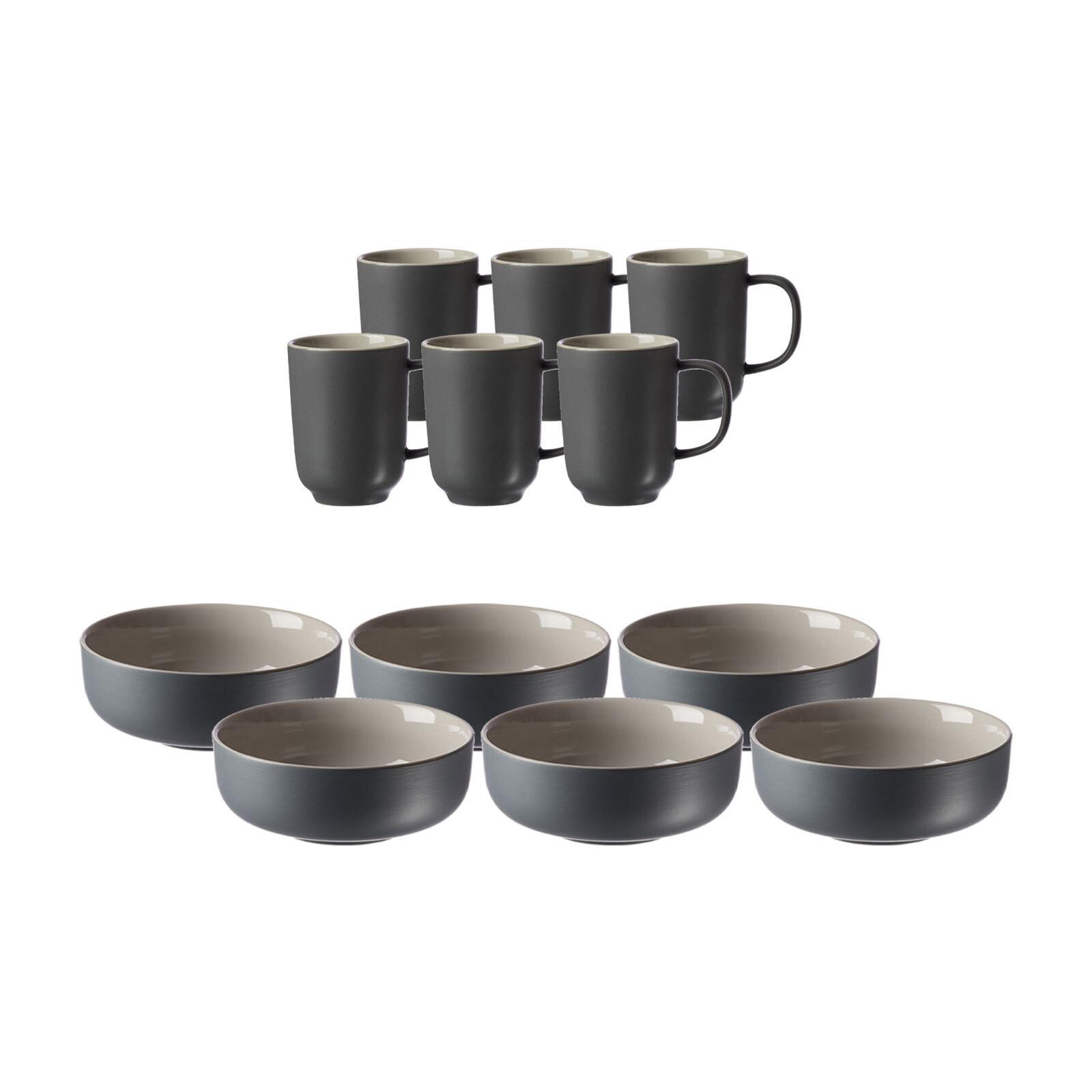BRUNCHSET Jasper grau 12er Set - Grau, Keramik (2/2/2cm) - Ritzenhoff Breker