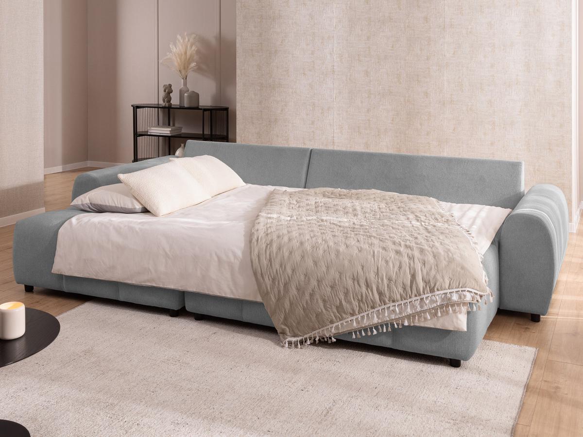 HOCKER Bubble mit Sitzfläche in Bubble-Optik aus weichem Grau Strukturstoff mit schöner Sitzkomfort - Schwarz/Grau, Holz/Kunststoff (147/42/74cm) - S-Style Möbel