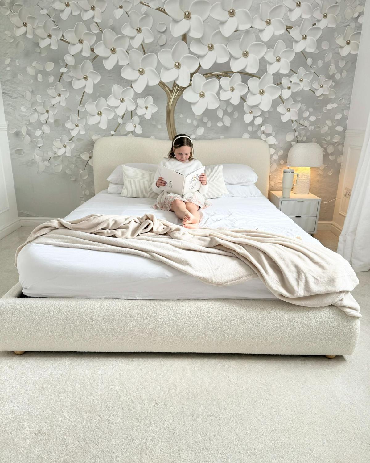 BETT mit Stauraum 160/200 cm Cremeweiß Blagnac - Weiß, Textil (160/200cm) - Beliani