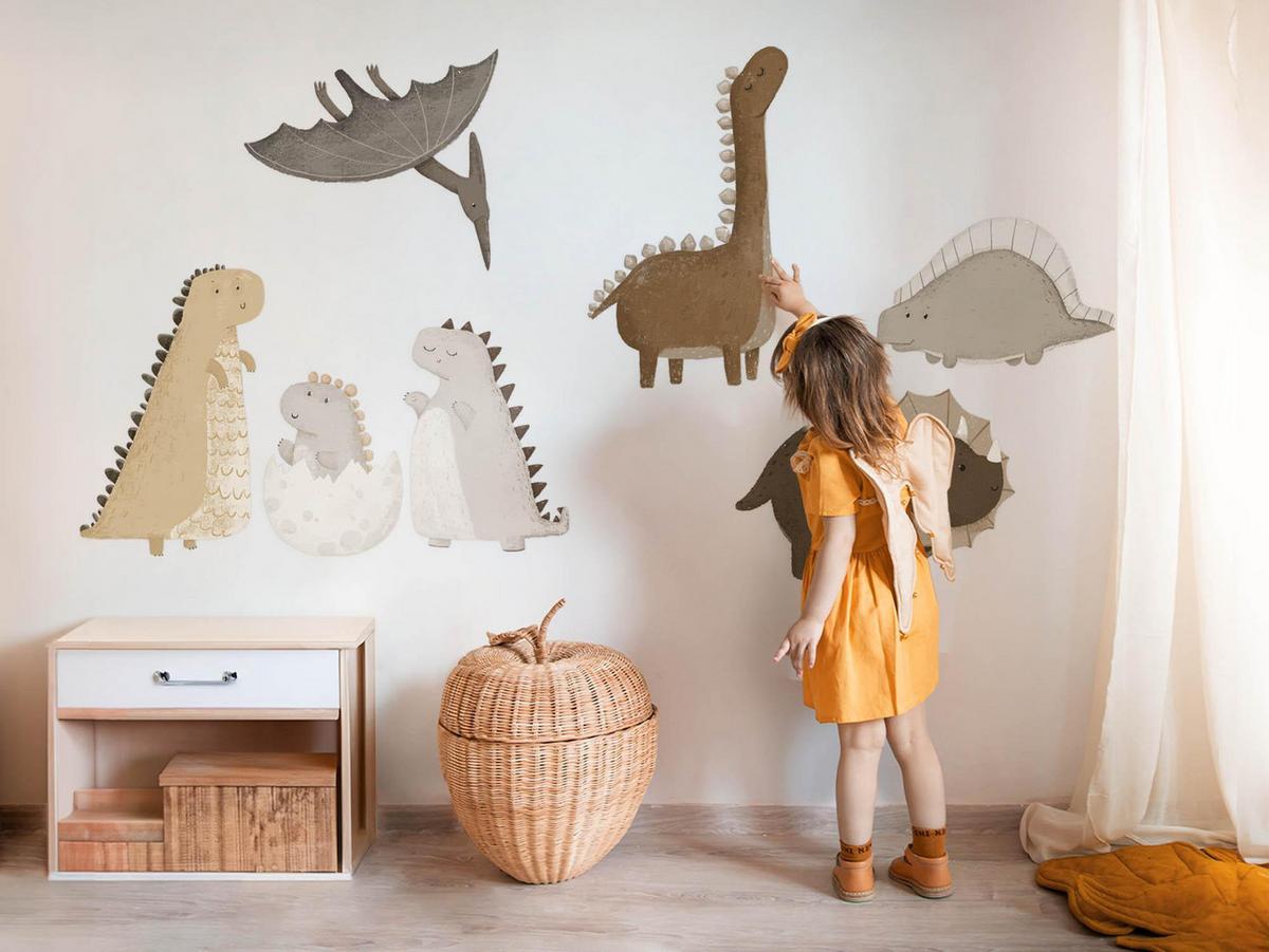 AUFKLEBER 60x91 cm Pastell-Dinosaurier - Braun, Kunststoff (60/91/0.1cm) - TULUP