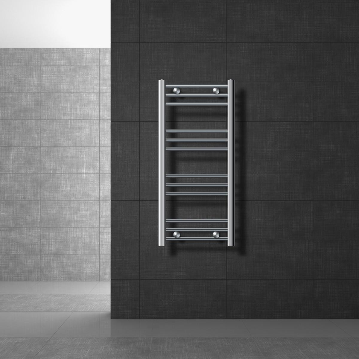 BADHEIZKÖRPER elektrisch Sahara 400x800 mm Chrome gebogen mit Heizstab 600W Digital - Chromfarben, Metall (40/80/3cm) - LuxeBath