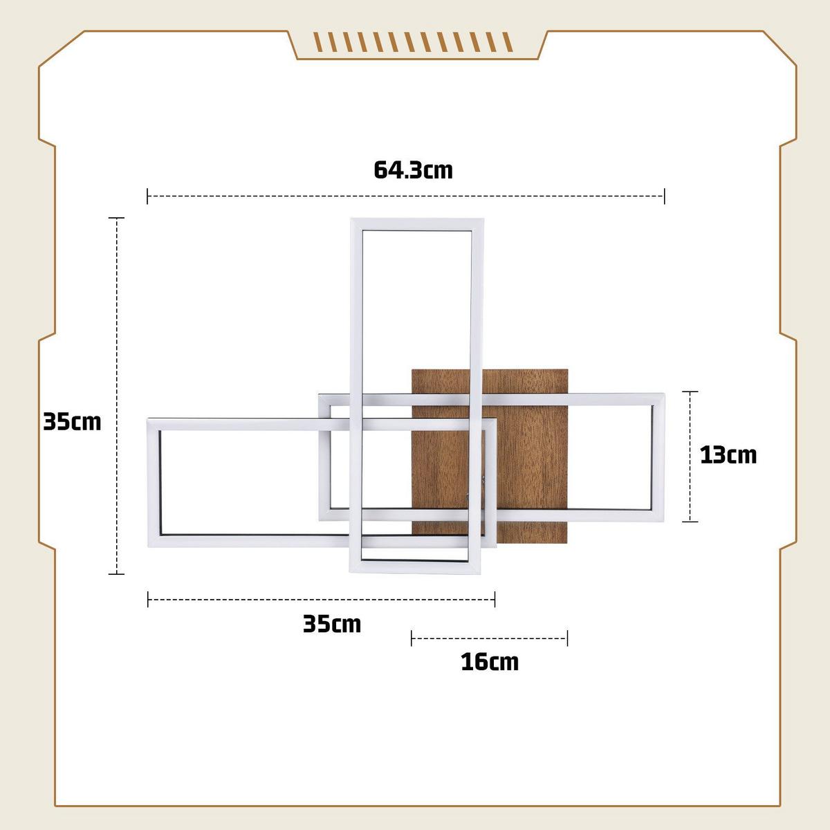 LED-DECKENLEUCHTE Gaines 64.3/35/9.5 cm - Schwarz, Metall (64.5/35/9.5cm) - Nettlife
