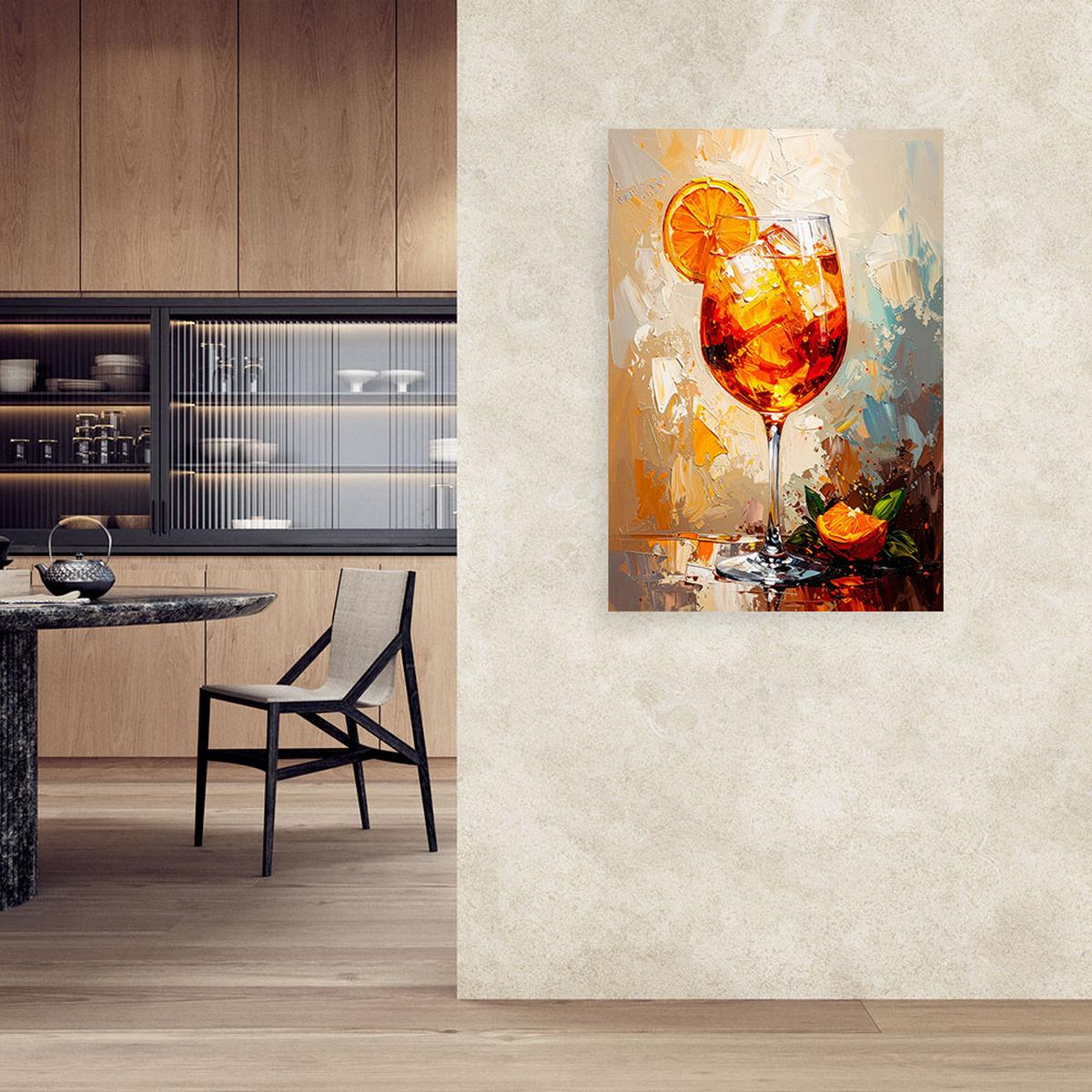 LEINWANDBILD Aperol Cocktail Frucht 40x60cm - Beige, Textil (40/60cm) - Feeby