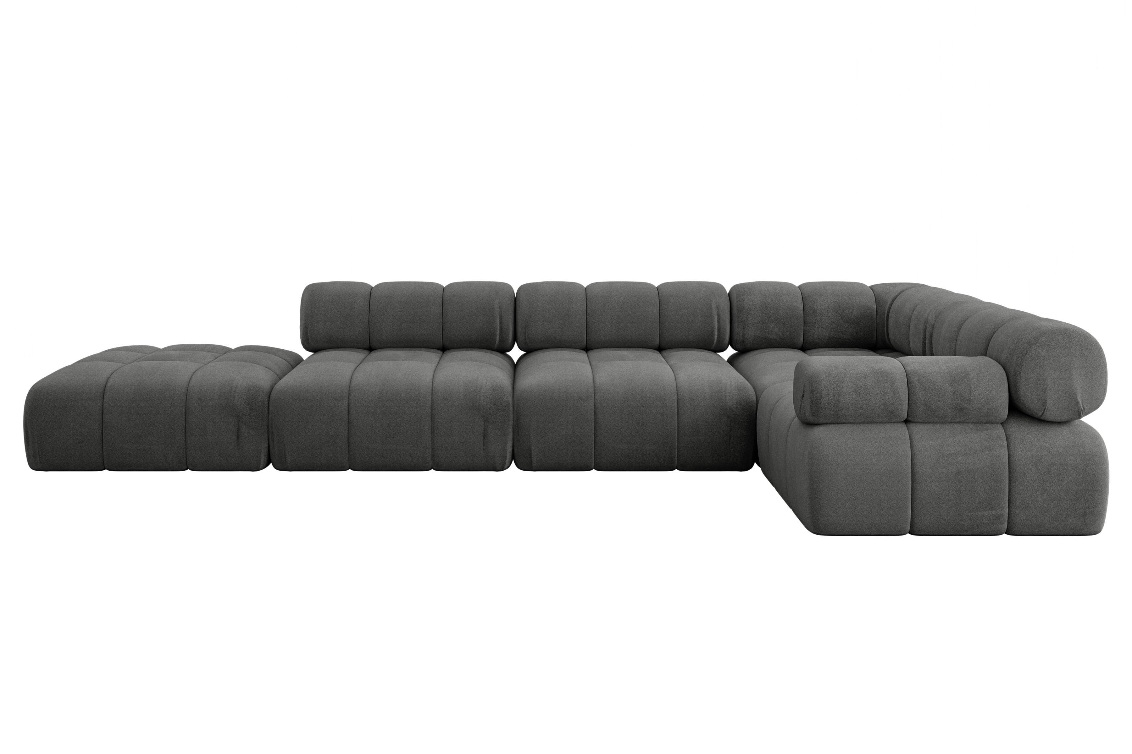 ECKSOFA modulares Sofa Felto-L2 - 380x190x70 cm Dunkelgrau Velours - Dunkelgrau, Holzwerkstoff/Textil (380/190cm) - ALTDECOR