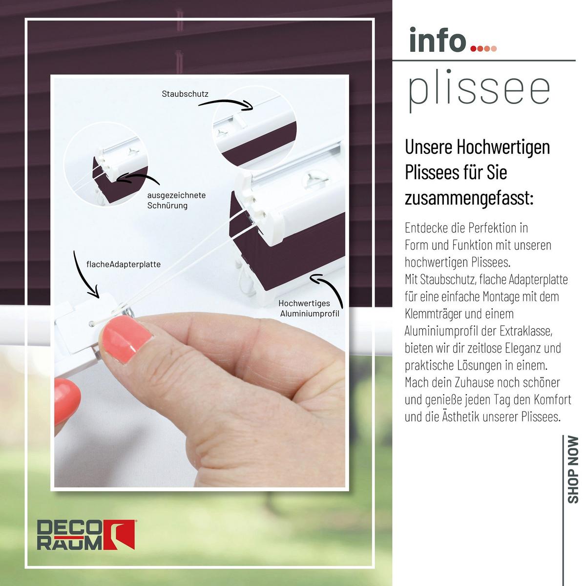 PLISSEE Basic 120 x 150cm Klemmfix ohne Bohren - Violett, Textil (120/150cm) - Deco-Raum