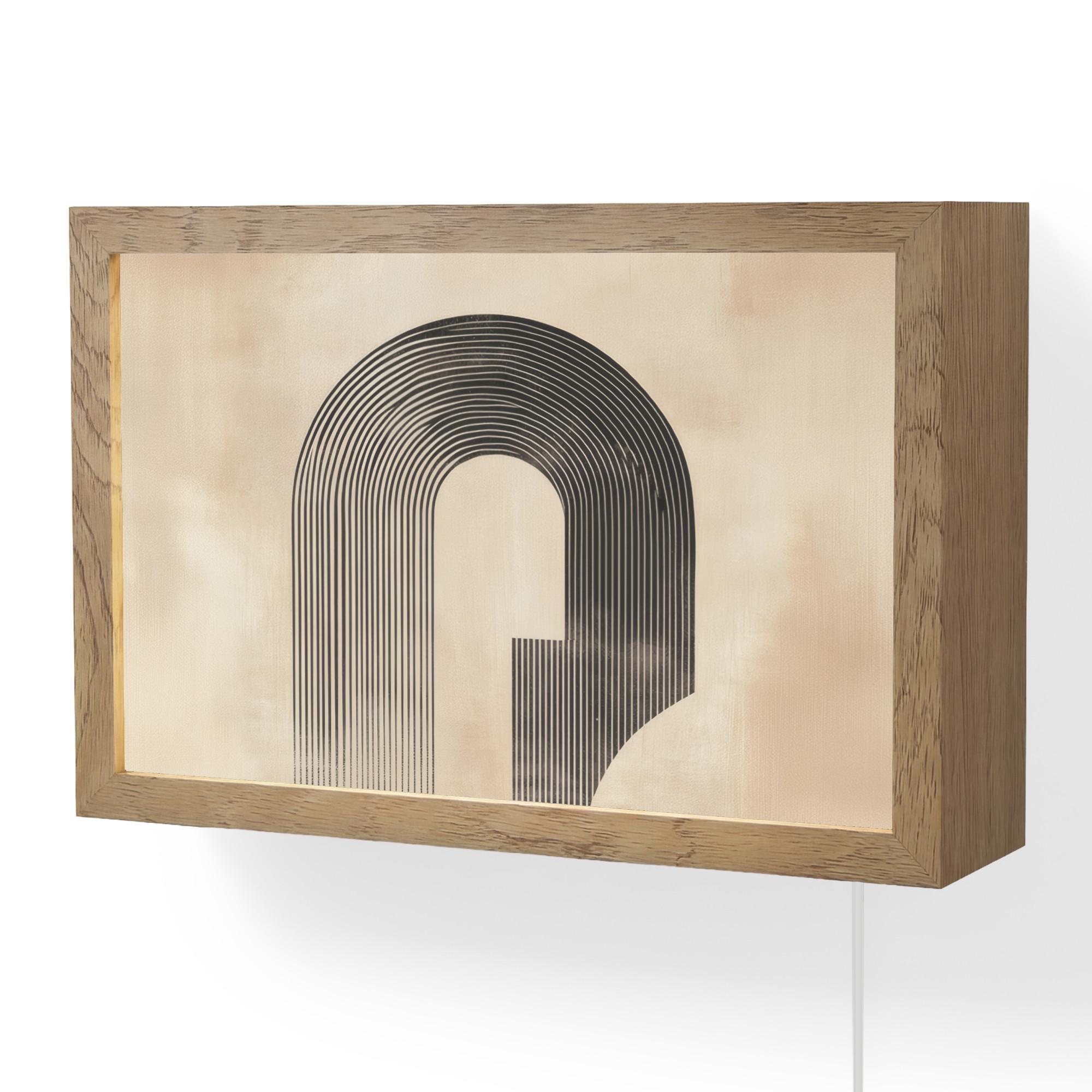 WANDLEUCHTE Schleife - Streifen - Minimalistisch - Schwarz 30x20 cm - Beige, Holzwerkstoff (30/20/8cm) - OnlyWow