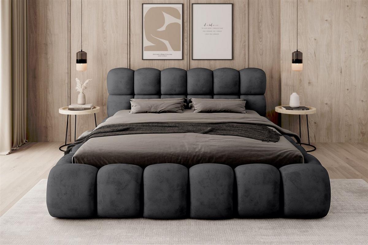 POLSTERBETT Aurelia Komplettset - Schwarz, Holzwerkstoff/Textil (140/200cm) - Fun Möbel