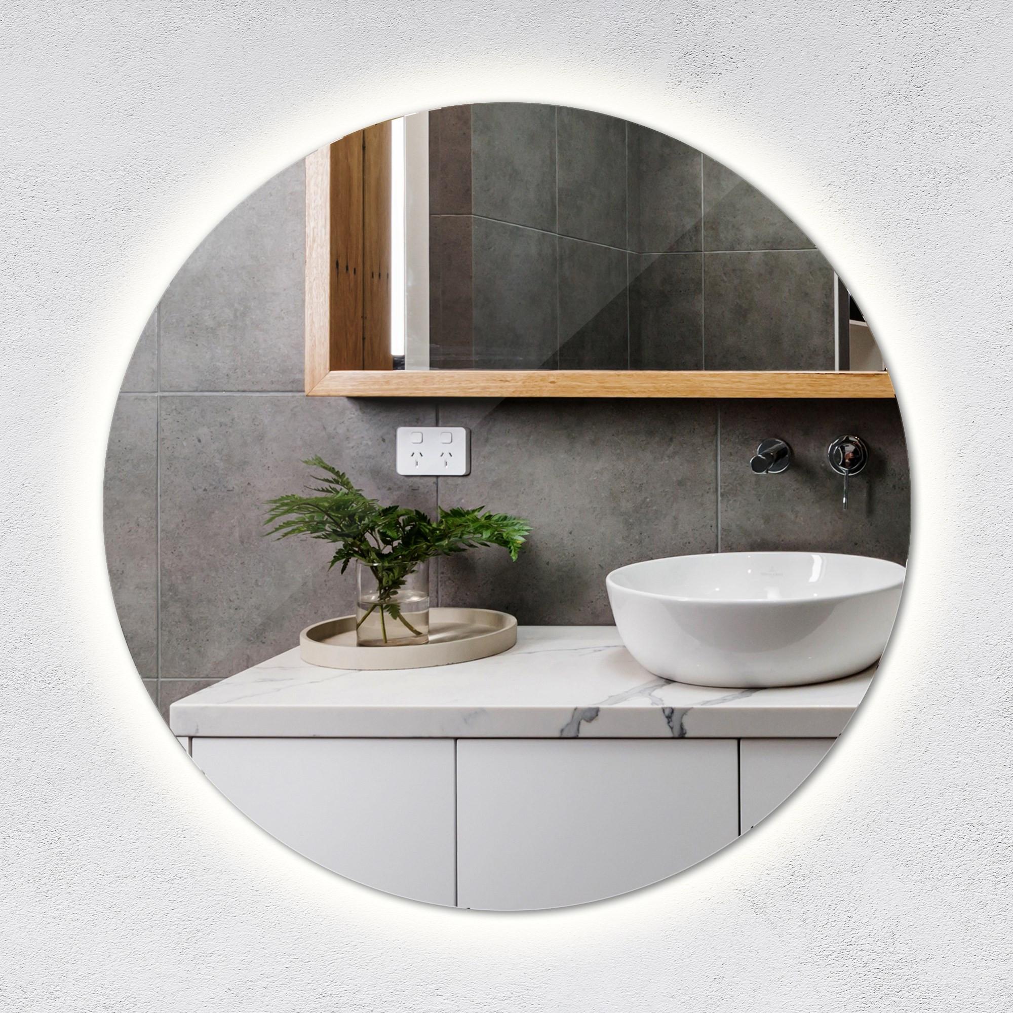 LED SPIEGEL 90 cm Runder Kaltweiß 6500K - Blaugrau, Glas (90/90/2.4cm) - TULUP