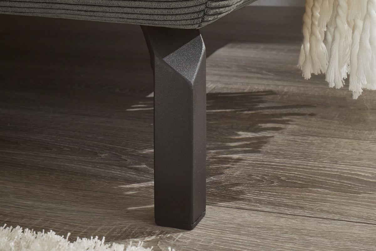 ECKSOFA MIT MOTORISCHEM SITZVORZUG DELIA Anthrazit Cord Relaxfunktion - Anthrazit/Schwarz, Textil/Metall (276/219cm) - KAWOLA