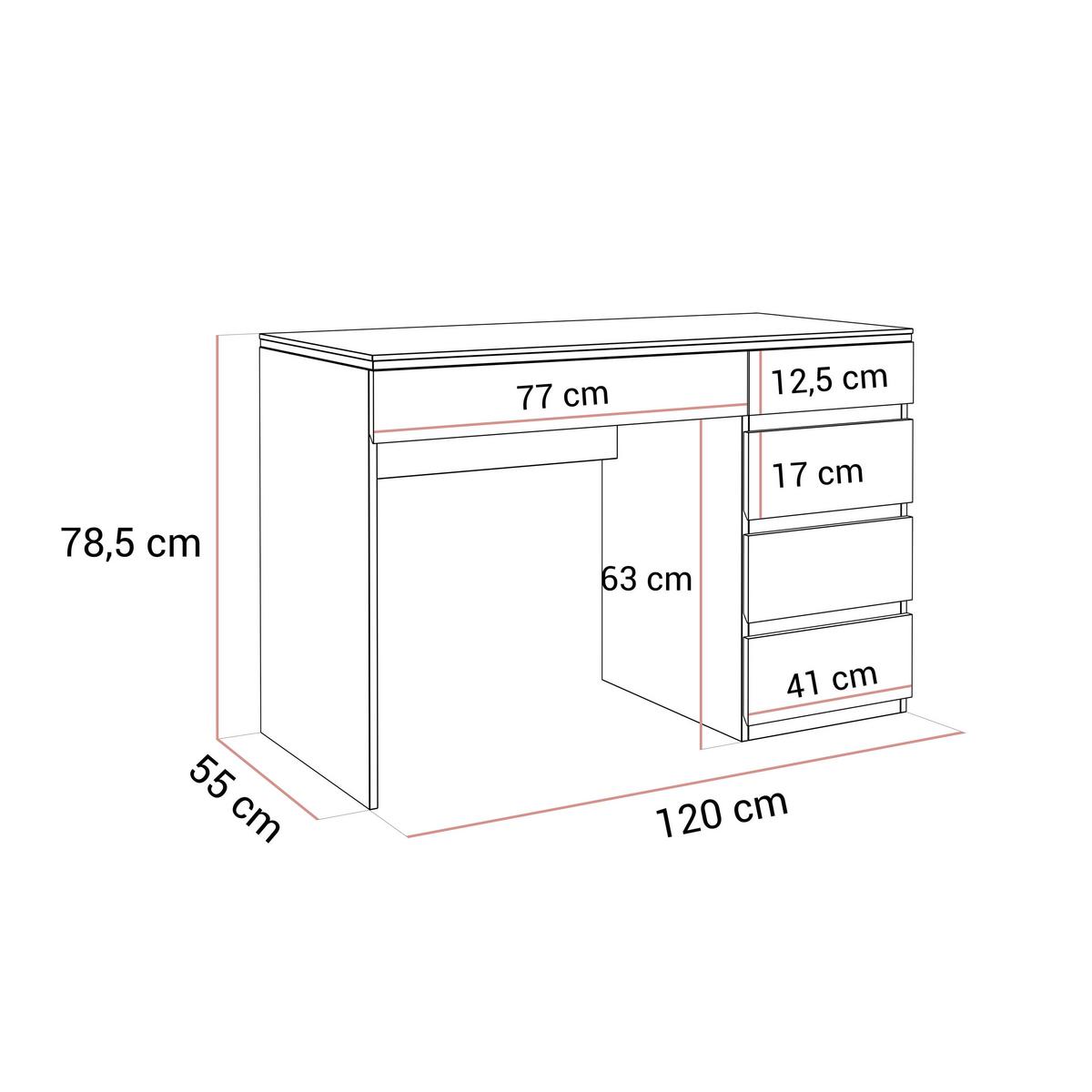 SCHREIBTISCH AURORA KASCHMIR mit Schubladen - Kaschmir, Holzwerkstoff (55/120/78cm) - Lookway