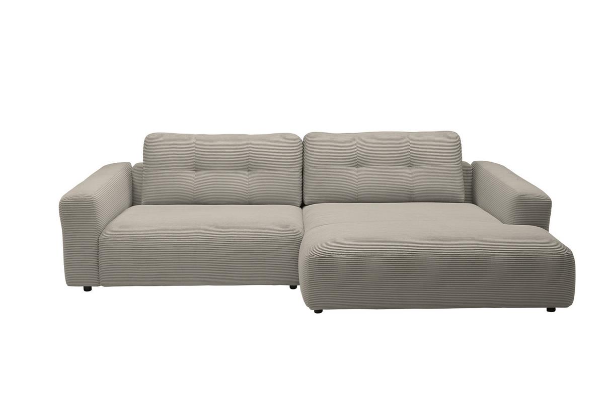 ECKSOFA XL MIKA Grau Cord - Greige/Schwarz, Kunststoff/Textil (296/167cm) - KAWOLA