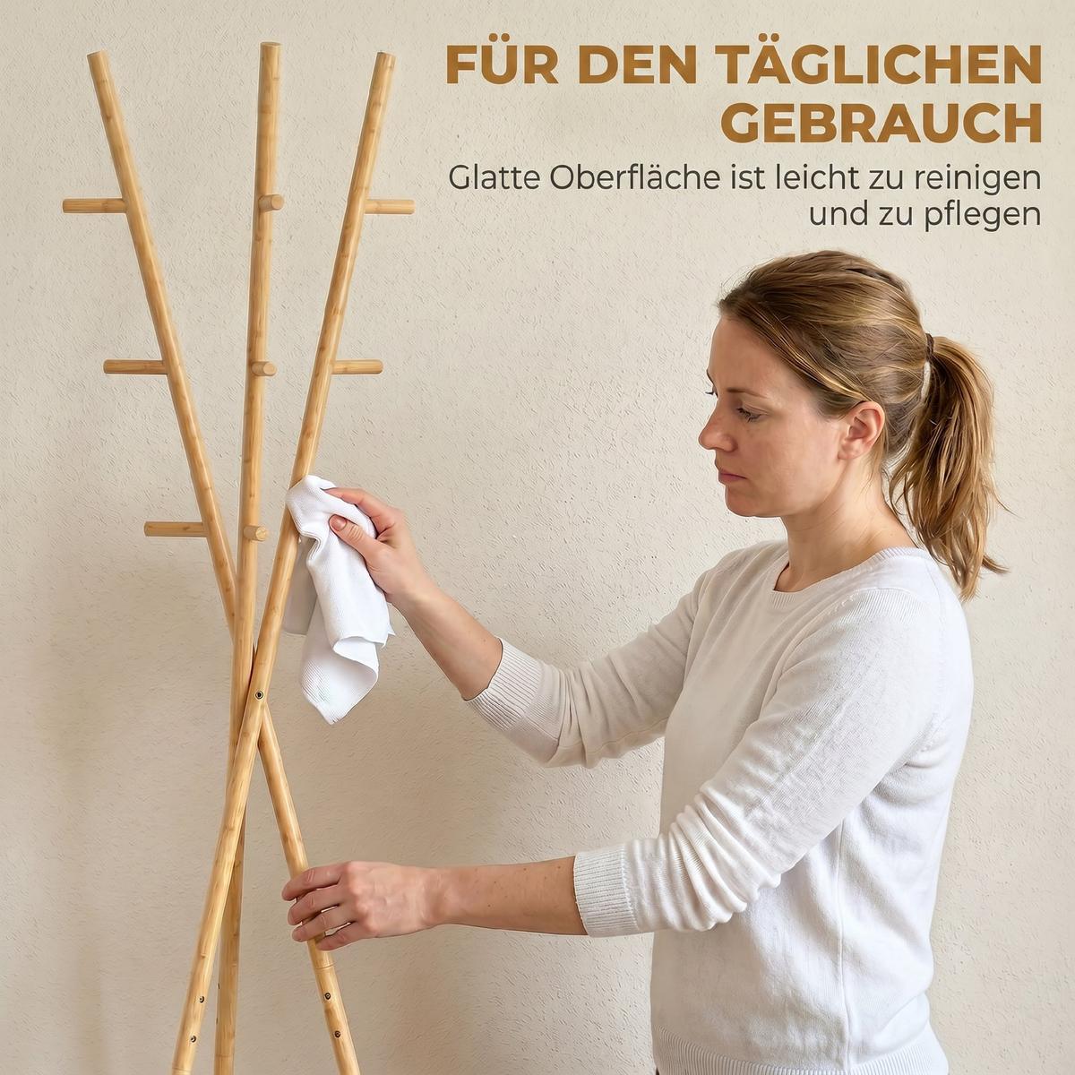 GARDEROBENSTÄNDER Bambus MDF Naturholz - Naturfarben, Naturmaterialien/Holzwerkstoff (58.5/176/58.5cm) - HOMCOM