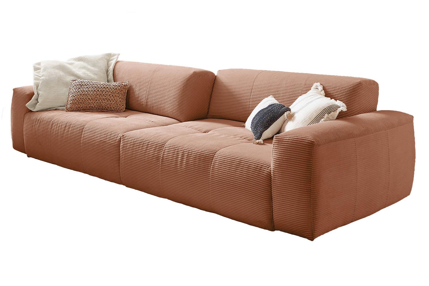 SOFA MIT SITZTIEFENVERSTELLUNG PALACE Rotbraun Cord Relaxfunktion - Rotbraun/Schwarz, Kunststoff/Textil (298/74/120cm) - KAWOLA