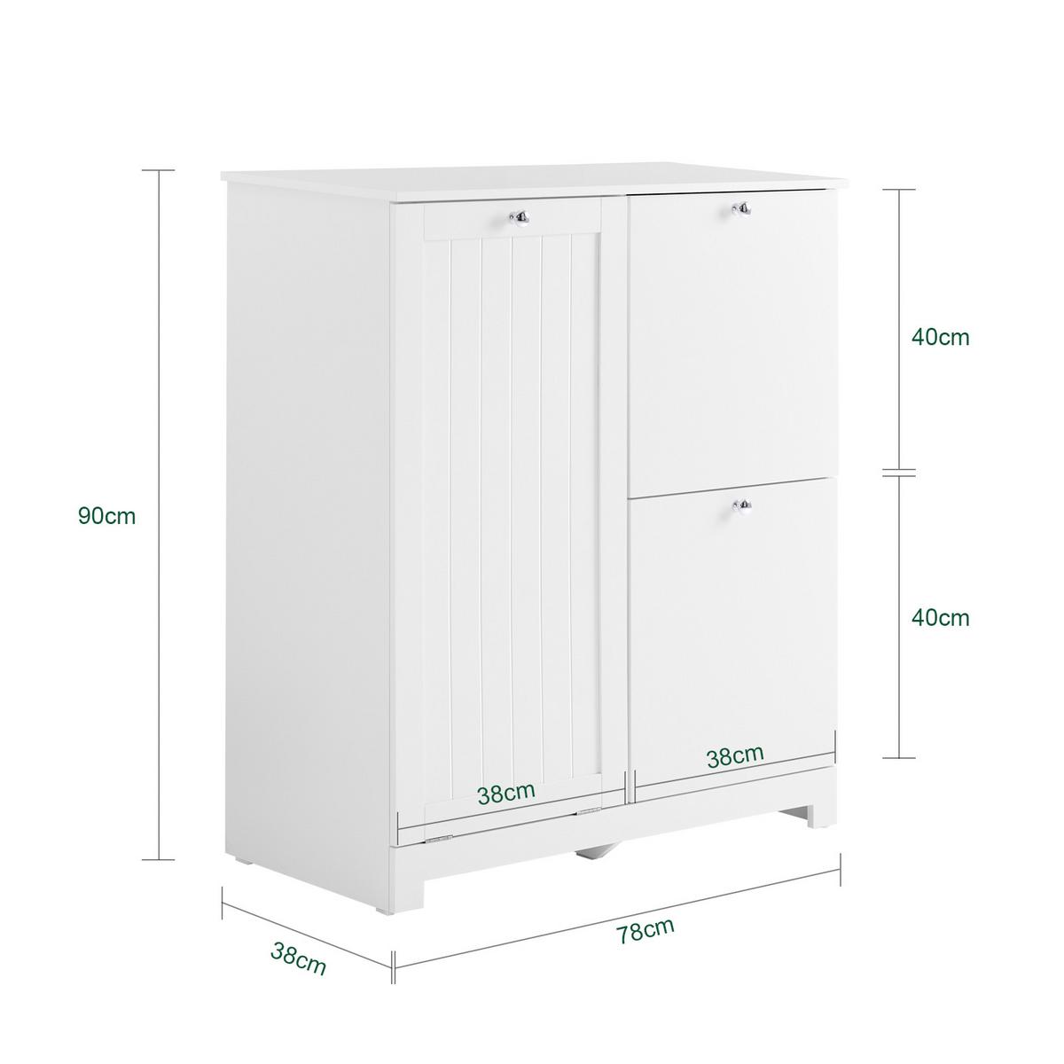WÄSCHESCHRANK, Badschrank mit 3 Wäschesäcken, 78x38x90cm - Weiß, Holzwerkstoff (78/90/38cm) - SoBuy