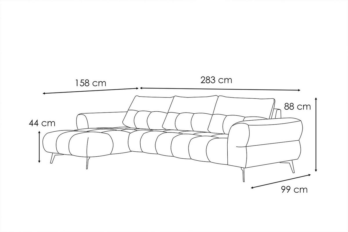 ECKSOFA SALVINI 4-Sitzer, weiß - Schwarz/Weiß, Holzwerkstoff/Textil (158/292cm) - Wozimo