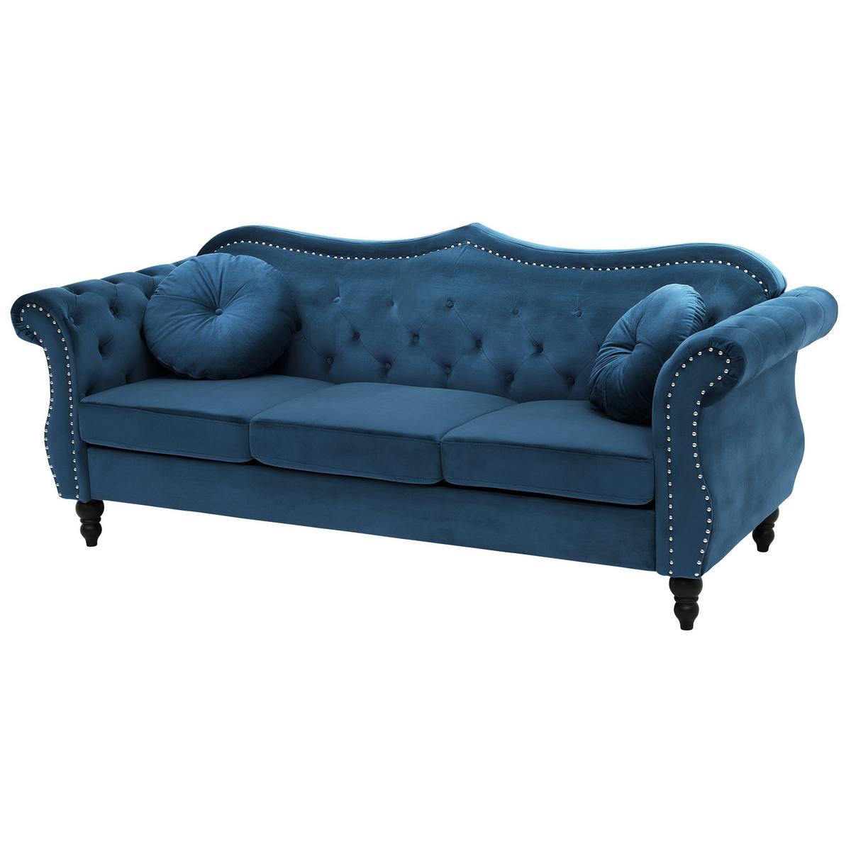 5-SITZER SOFA SET Samtstoff Blau Skien - Blau, Textil (200/91/83cm) - Beliani