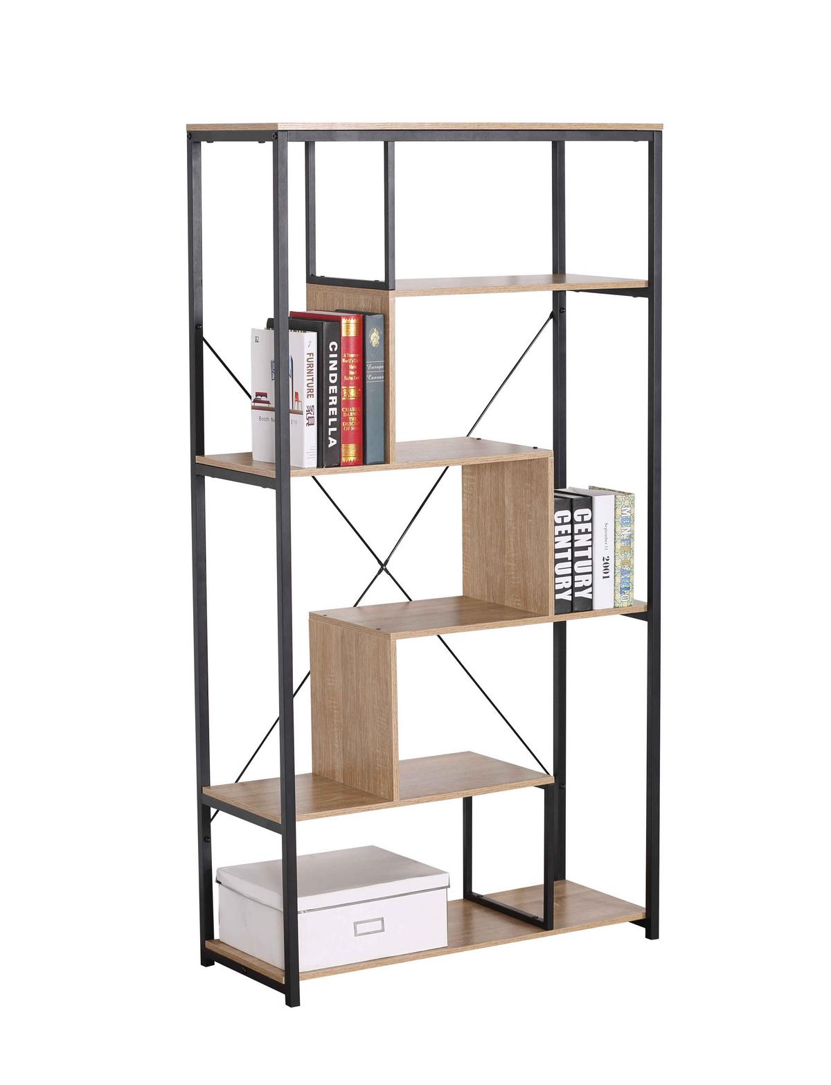 BÜCHERREGAL mit Regalen auf 6 Etagen H160 cm - Nussbaumfarben, Holzwerkstoff (34/160/38cm) - Calicosy