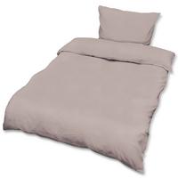 BETTWÄSCHE Julie 135/200 cm + Kissenbezug 80/80 cm Taupe Renforcé 2er Set - Taupe, Textil (135/200cm)