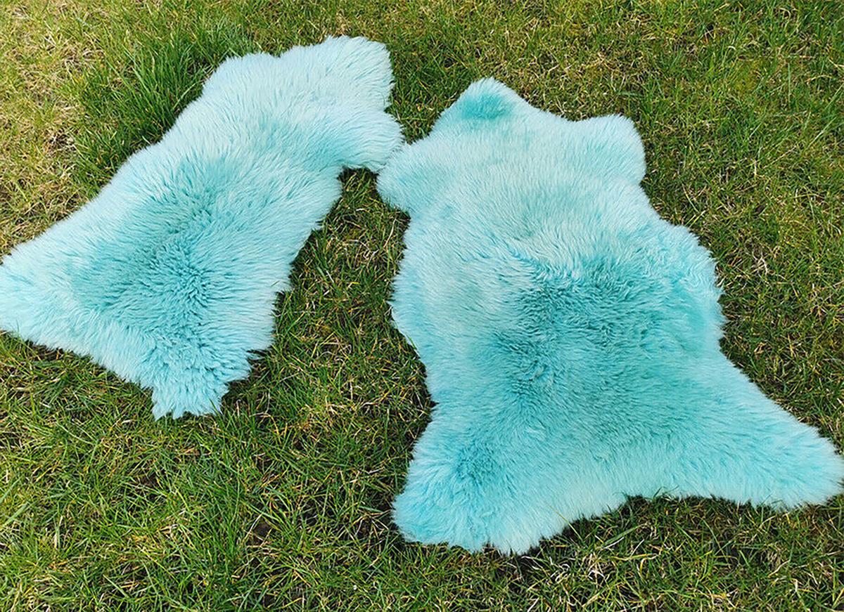FELL Öko Lammfell Schaffell Türkis Hellblau ca. 110 cm - Türkis/Hellblau, Fell (60/110cm) - Provellus