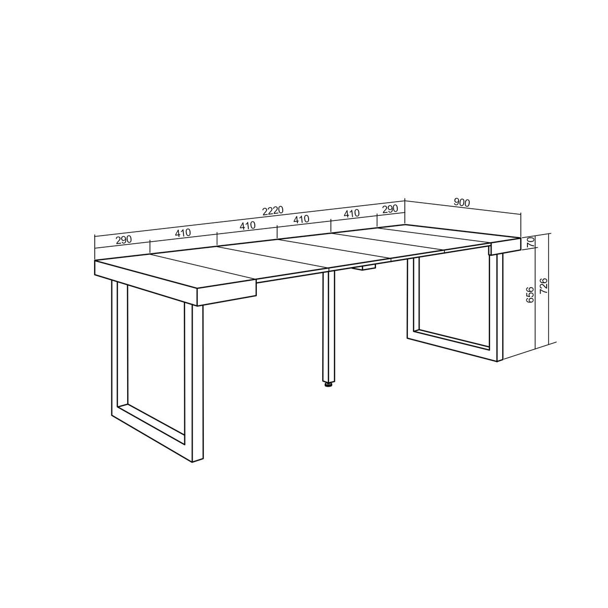 ESSTISCH ausziehbar 58 bis 222cm, für 10 Gäste, schwarz, 58/90/73cm - Schwarz, Holzwerkstoff (90/222/73cm) - Skraut Home