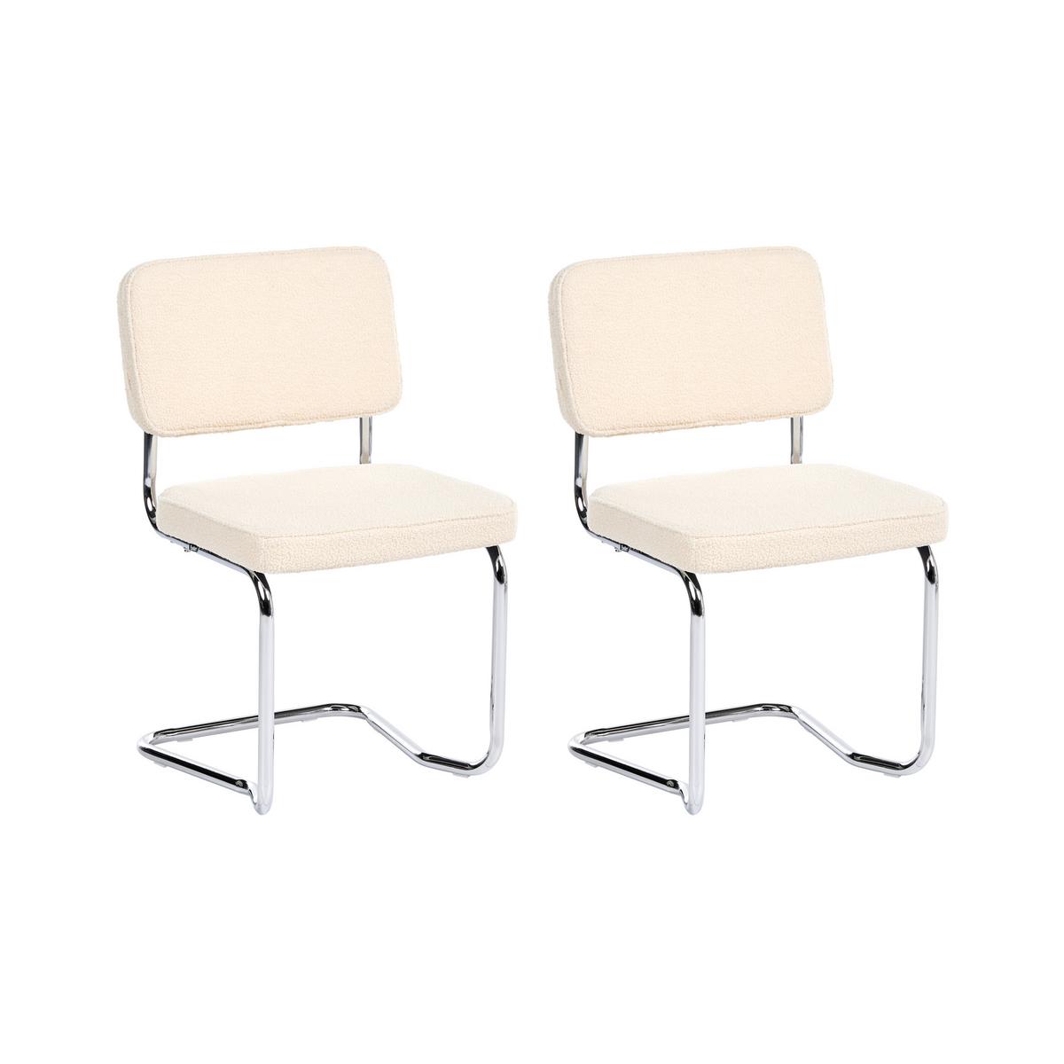ESSZIMMERSTUHL 2er-Set Bouclé Hellbeige Irwin - Beige, Textil (50/85/53cm) - Beliani