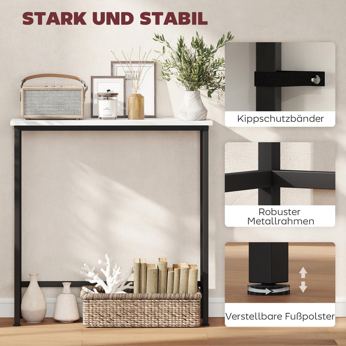 KONSOLENTISCH Spanplatte Metall Schwarz - Schwarz, Holzwerkstoff (75/24/76cm) - HOMCOM