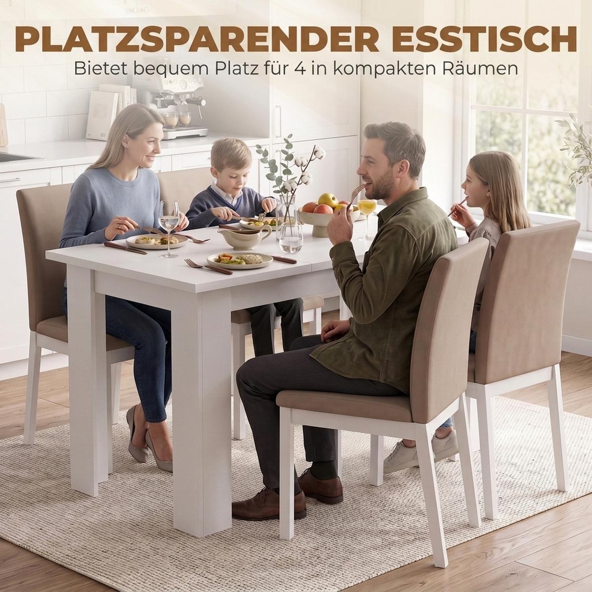 ESSTISCH Spanplatte Weiß - Weiß, Holzwerkstoff (120/60/75.5cm) - HOMCOM
