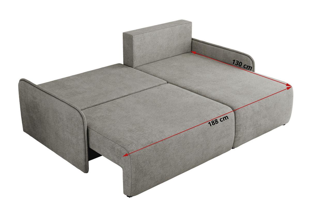 ECKSCHLAFSOFA ARPA L Hellgrau Struktur - links - Hellgrau/Schwarz, Kunststoff/Textil (198/150cm) - MKS