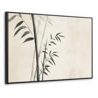 LEINWAND Bilder mit Rahmen - Japandi - Bambus - Beige - 90x60 - Eukalyptusholzfarben, Textil (90/60cm) - MuchoWow