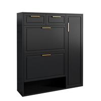 SCHUHSCHRANK mit verstellbaren Regalen und Schubladen, Schwarz - Schwarz, Holzwerkstoff (24/107/95cm) - Urban Meuble