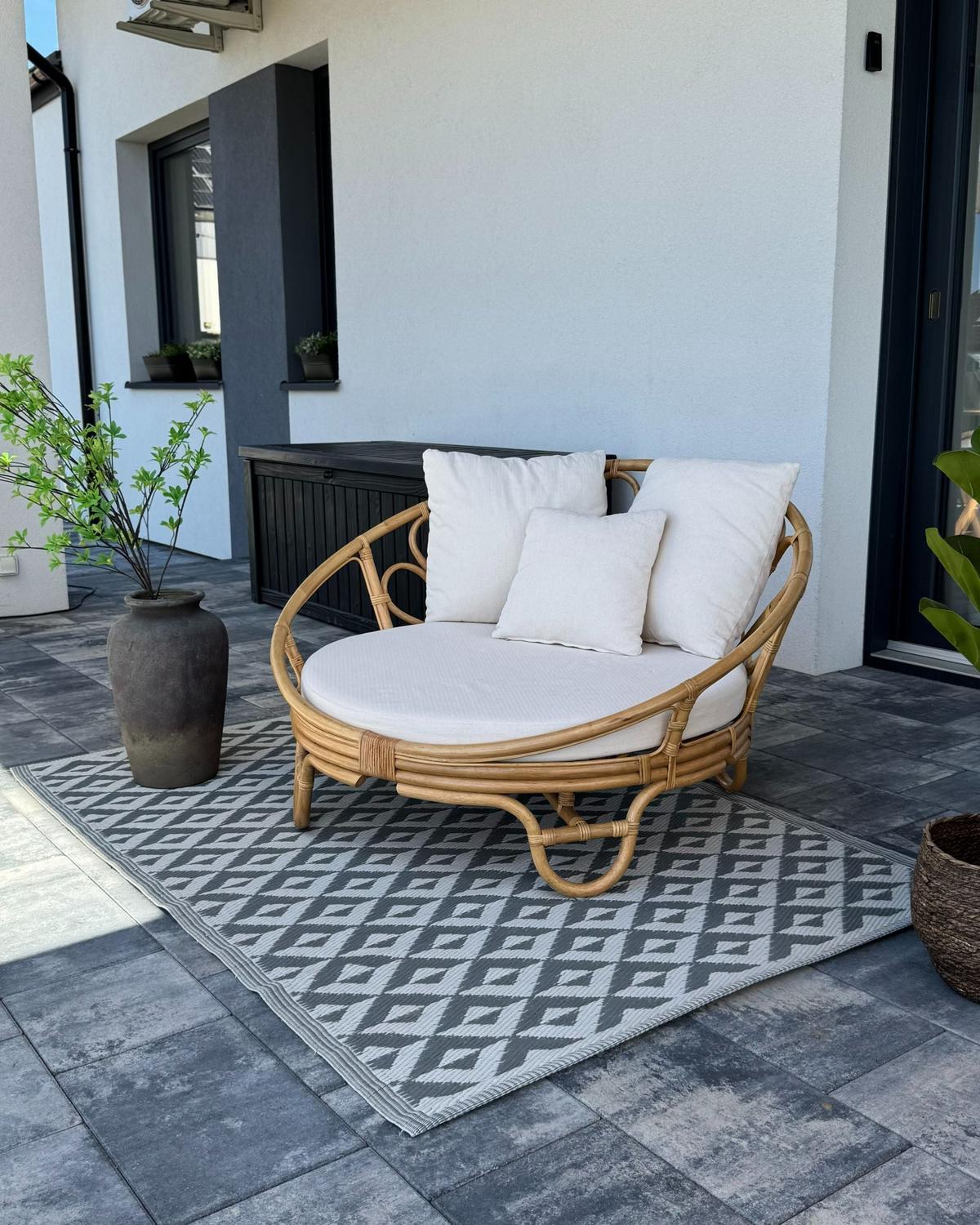 SONNENINSEL Rattan natürlich Auflagen beige ROSSANO - Beige/Naturfarben, Naturmaterialen (112/71/110cm)