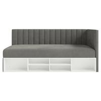JUGENDBETT Ventrio Dunkelgrau Easy-Clean-Samtbezug 90x200 cm - Dunkelgrau, Holz/Textil (90/200cm) - Selsey