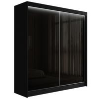 KLEIDERSCHRANK PEKA mit LED - 200 cm - Schwarz - Schwarz, Holzwerkstoff (200/215/61cm) - ALTDECOR