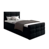 BOXBETT ARGENTARO 80x200 cm mit Bettkasten und Matratze - Schwarz + TOPPER - Schwarz, Holz/Holzwerkstoff (80/200cm) - AX Living