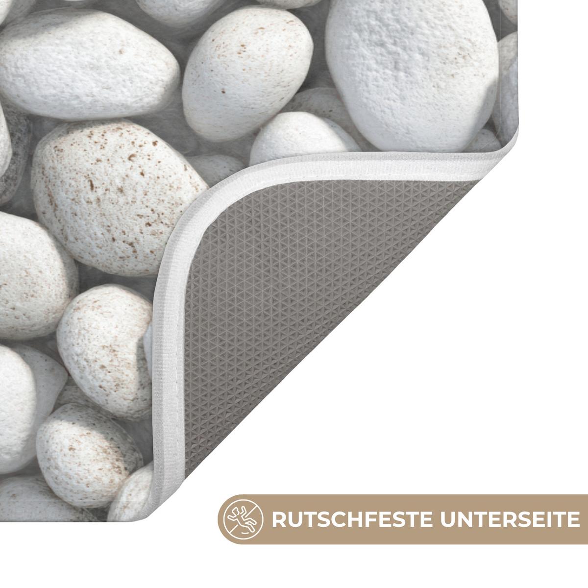 BADEMATTE Steine - Grau - Oval 90x60 cm - Hellgrau, Textil (90/60cm) - OnlyWow