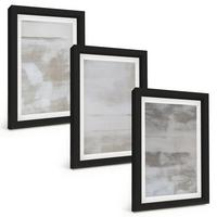 BILDER SET 3er Set - 20x30 cm Schwarzer Rahmen - Moderne, Used-Look-Texturen - Schwarz, Kunststoff (20/30cm) - TULUP