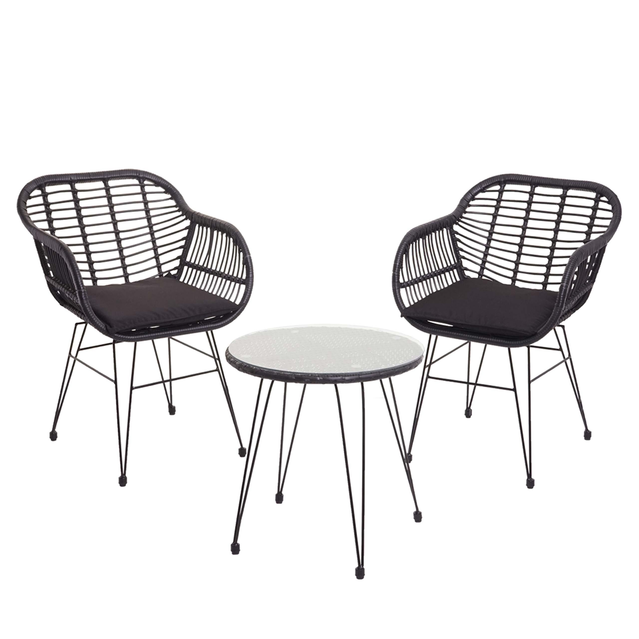 POLY-RATTAN GARNITUR Anthrazit - Anthrazit, Kunststoff - MCW