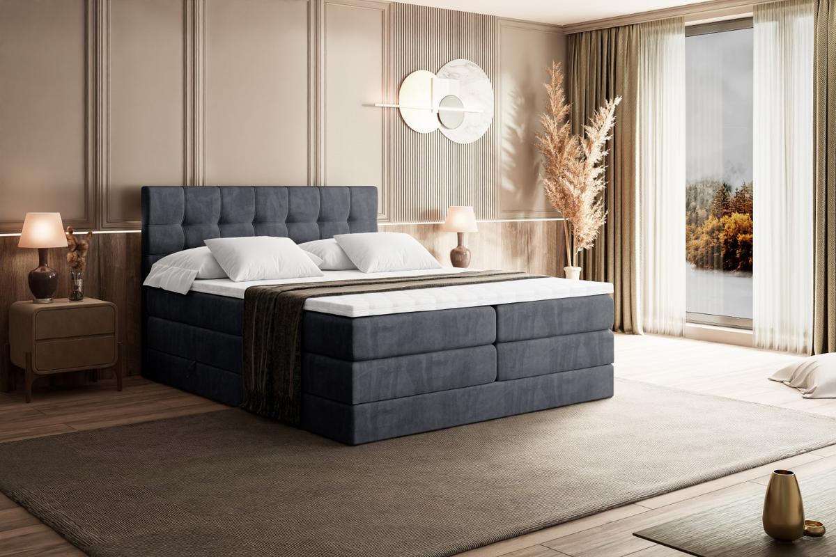 BOXSPRINGBETT BERO KING - 180x200 - H3/H4 - Dunkelgrau - Dunkelgrau, Holzwerkstoff (180/200cm) - ALTDECOR
