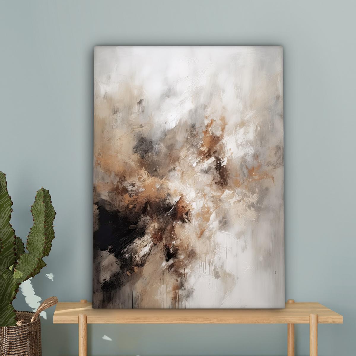 LEINWANDBILD Farbe - Abstrakt - Beige - Kunst Wandbild Wohnzimmer 60x80 cm - Greige, Textil (60/80cm) - MuchoWow