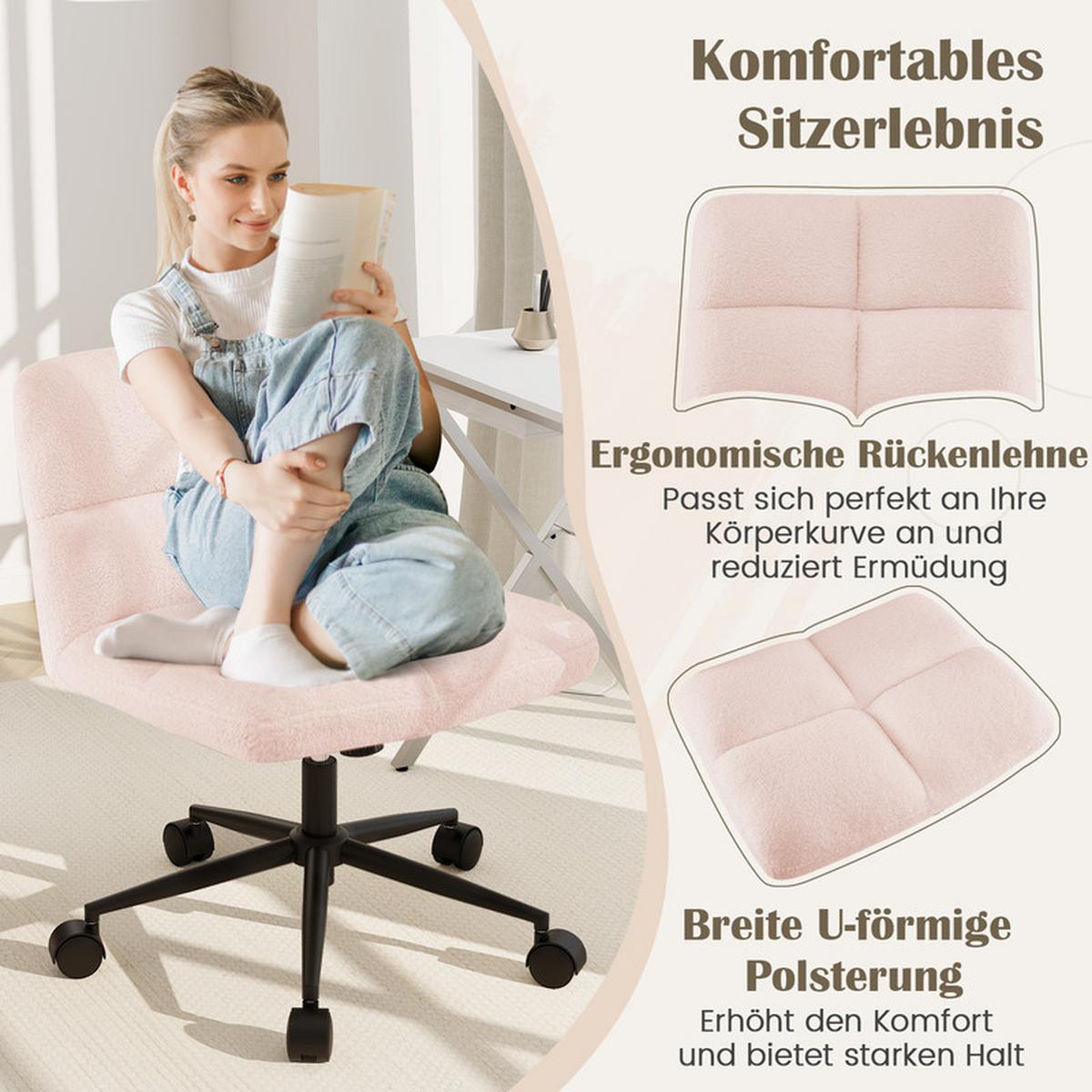 SCHREIBTISCHSTUHL Rosa - Pink, Metall (73/79/69cm) - COSTWAY