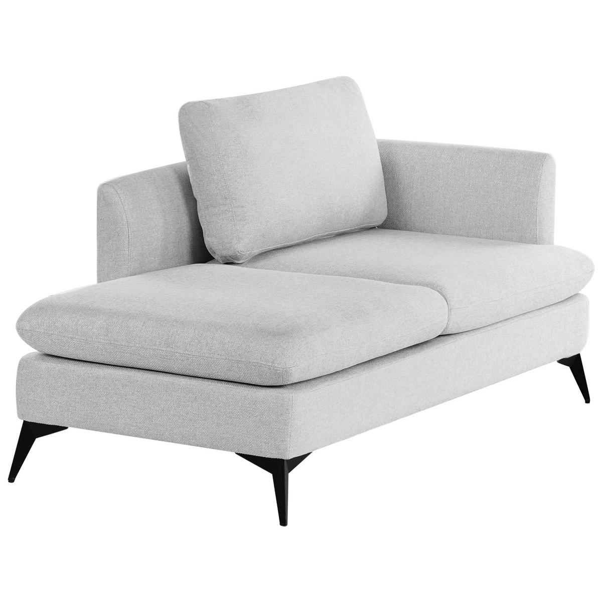 CHAISELONGUE-RECHTSSEITIGE Stoff Hellgrau Sievoz - Hellgrau/Schwarz, Textil (155/84/85cm) - Beliani