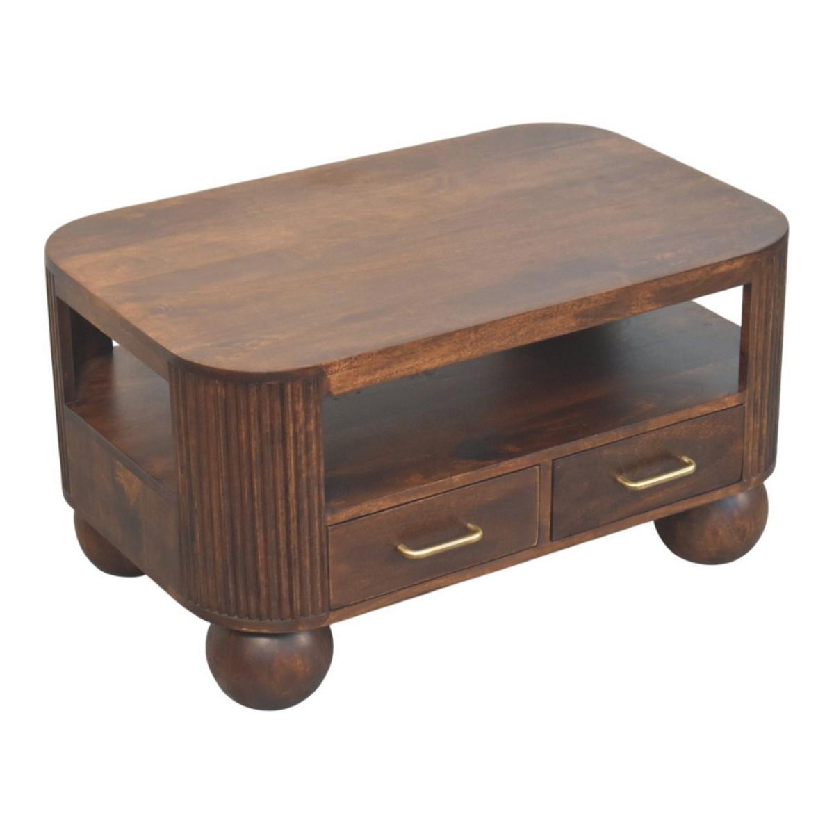 KAFFEETISCH California, 2 Schubladen, Dunkelbraun - Dunkelbraun, Holz (85/55/46cm) - Artisan Furniture