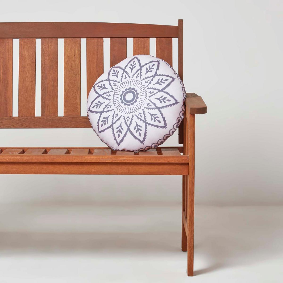 OUTDOOR-KISSEN HENNA rund 2er-Set 40 cm – Mandala-Muster - Grau, Textil (40/40cm) - Homescapes