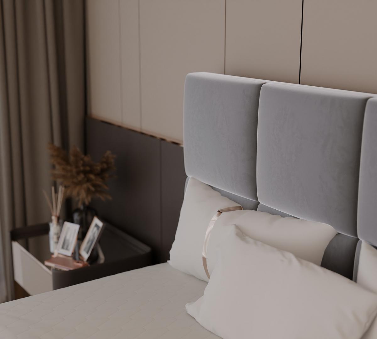 BOXBETT 120x200 cm mit Topper - Hellgrau, Textil (140/200cm) - Idohome